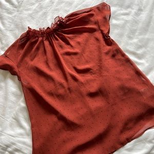 EXPRESS Sheer Rust Orange Blouse Size S